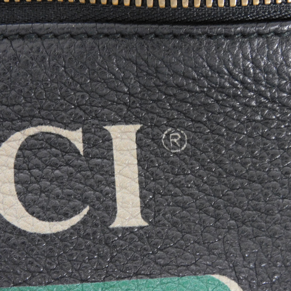 GUCCI Sling bag 527792 0GCCT 8164 Texture leather (embossed) black Web Stripe Shelly Vintage logo print Small belt bag mens Used Authentic