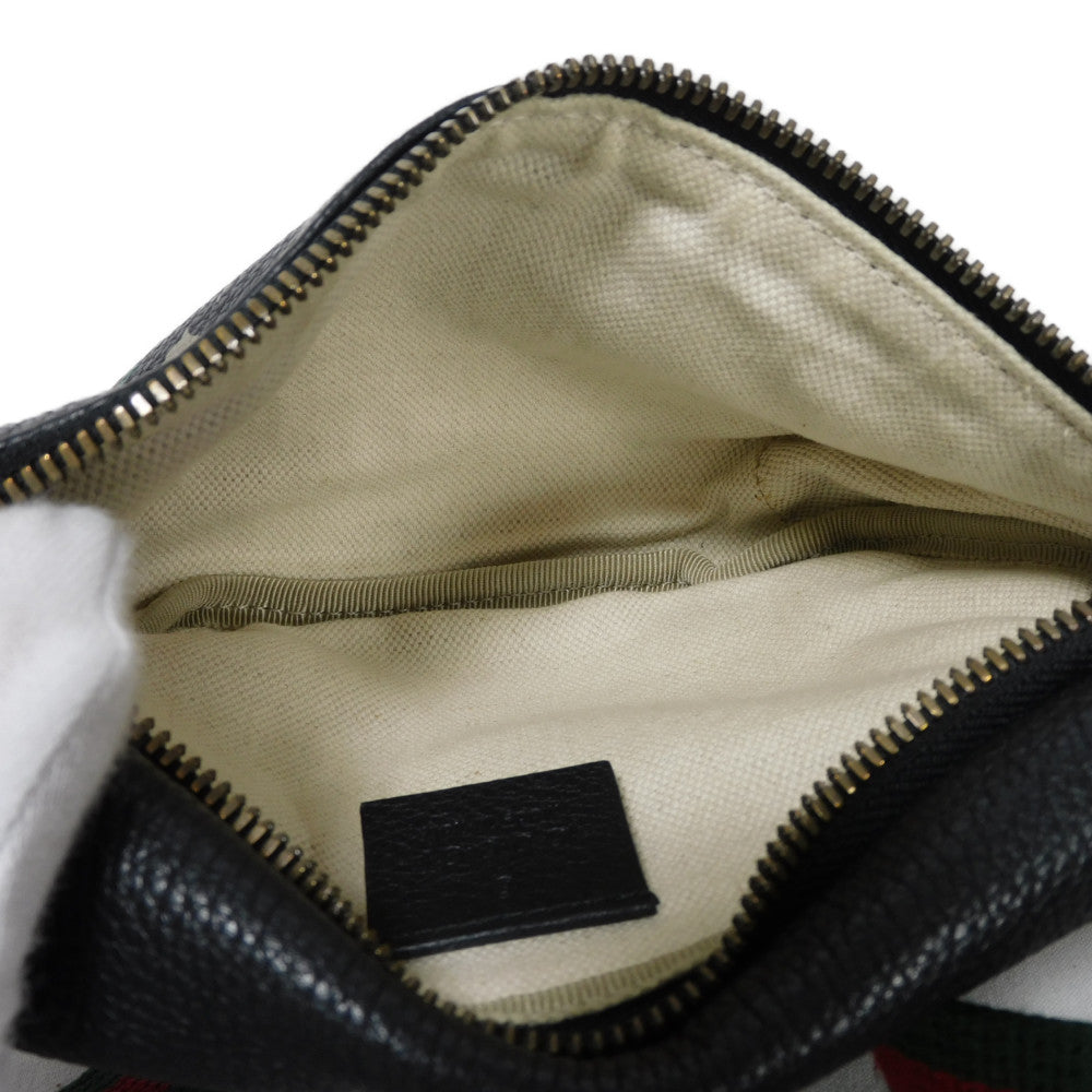 GUCCI Sling bag 527792 0GCCT 8164 Texture leather (embossed) black Web Stripe Shelly Vintage logo print Small belt bag mens Used Authentic