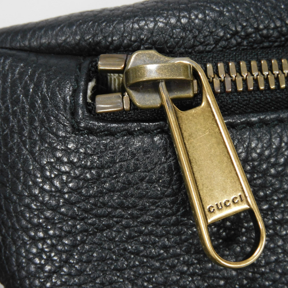 GUCCI Sling bag 527792 0GCCT 8164 Texture leather (embossed) black Web Stripe Shelly Vintage logo print Small belt bag mens Used Authentic