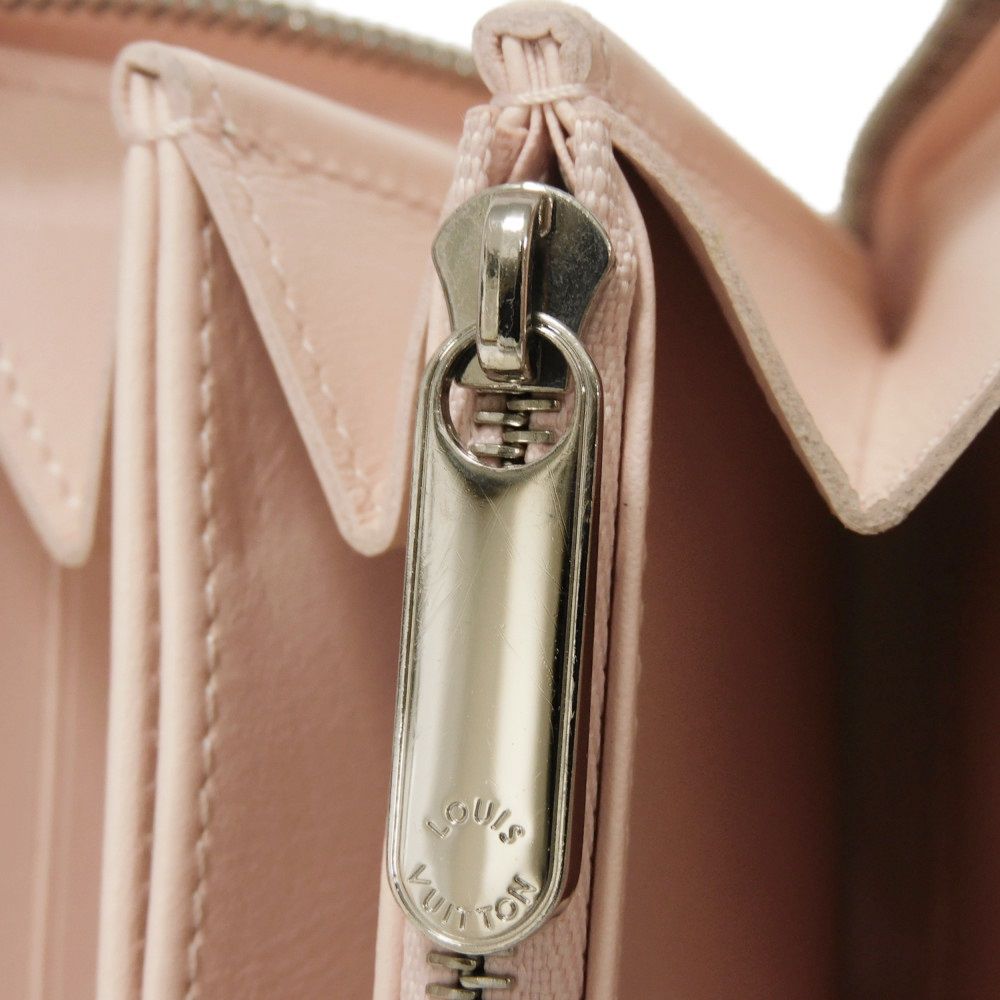 LOUIS VUITTON Long Wallet Purse M82755 Mahina leather (stamped) rose jasmine Current Perforation Pink RFID Monogram Mahina Zippy wallet Women Used Authentic
