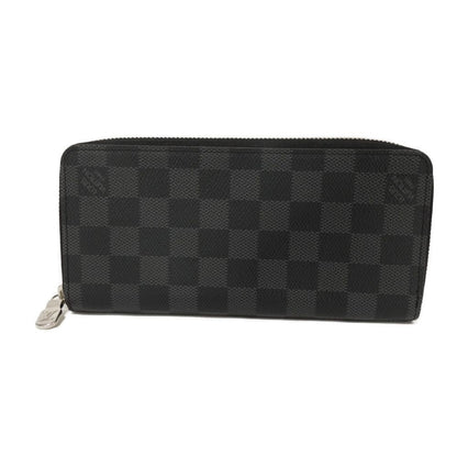 LOUIS VUITTON Long Wallet Purse N63095 Damier Graphite canvas x grained leather Noir New Zip Around RFID Current Damier Graphite Zippy Wallet Vertical mens Used Authentic