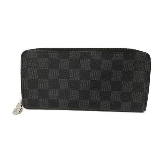 LOUIS VUITTON Long Wallet Purse N63095 Damier Graphite canvas x grained leather Noir New Zip Around RFID Current Damier Graphite Zippy Wallet Vertical mens Used Authentic