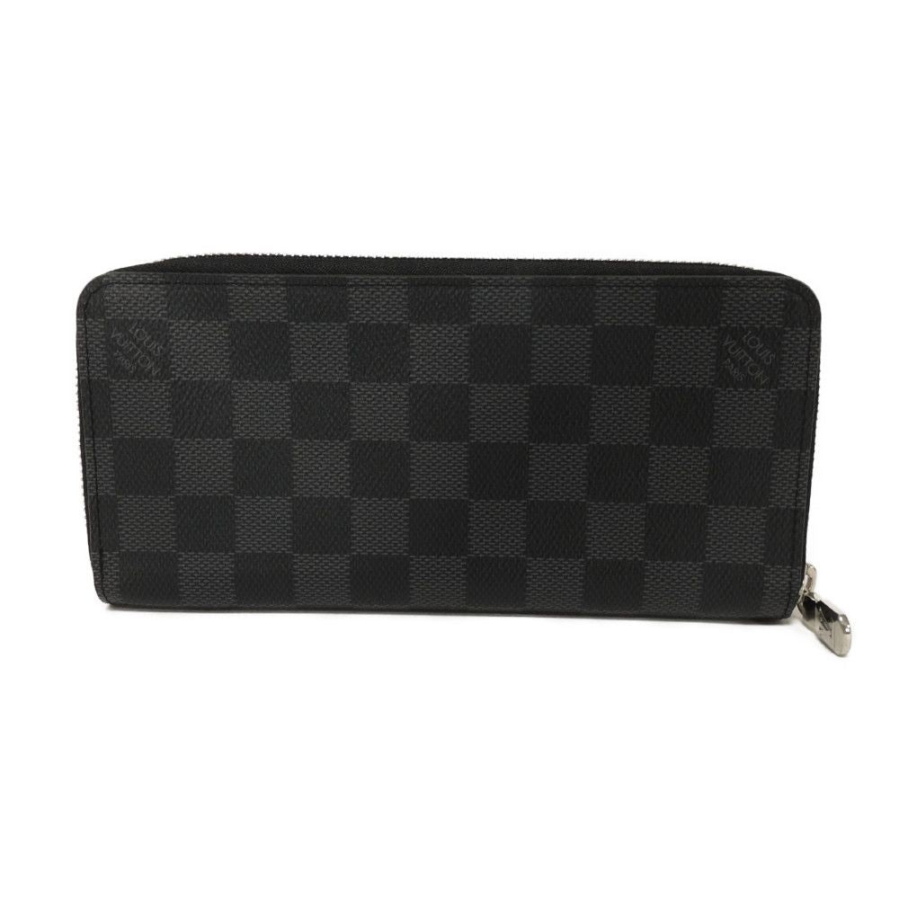LOUIS VUITTON Long Wallet Purse N63095 Damier Graphite canvas x grained leather Noir New Zip Around RFID Current Damier Graphite Zippy Wallet Vertical mens Used Authentic