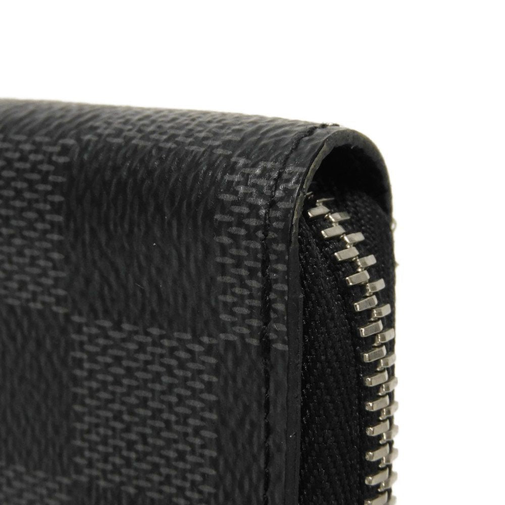LOUIS VUITTON Long Wallet Purse N63095 Damier Graphite canvas x grained leather Noir New Zip Around RFID Current Damier Graphite Zippy Wallet Vertical mens Used Authentic