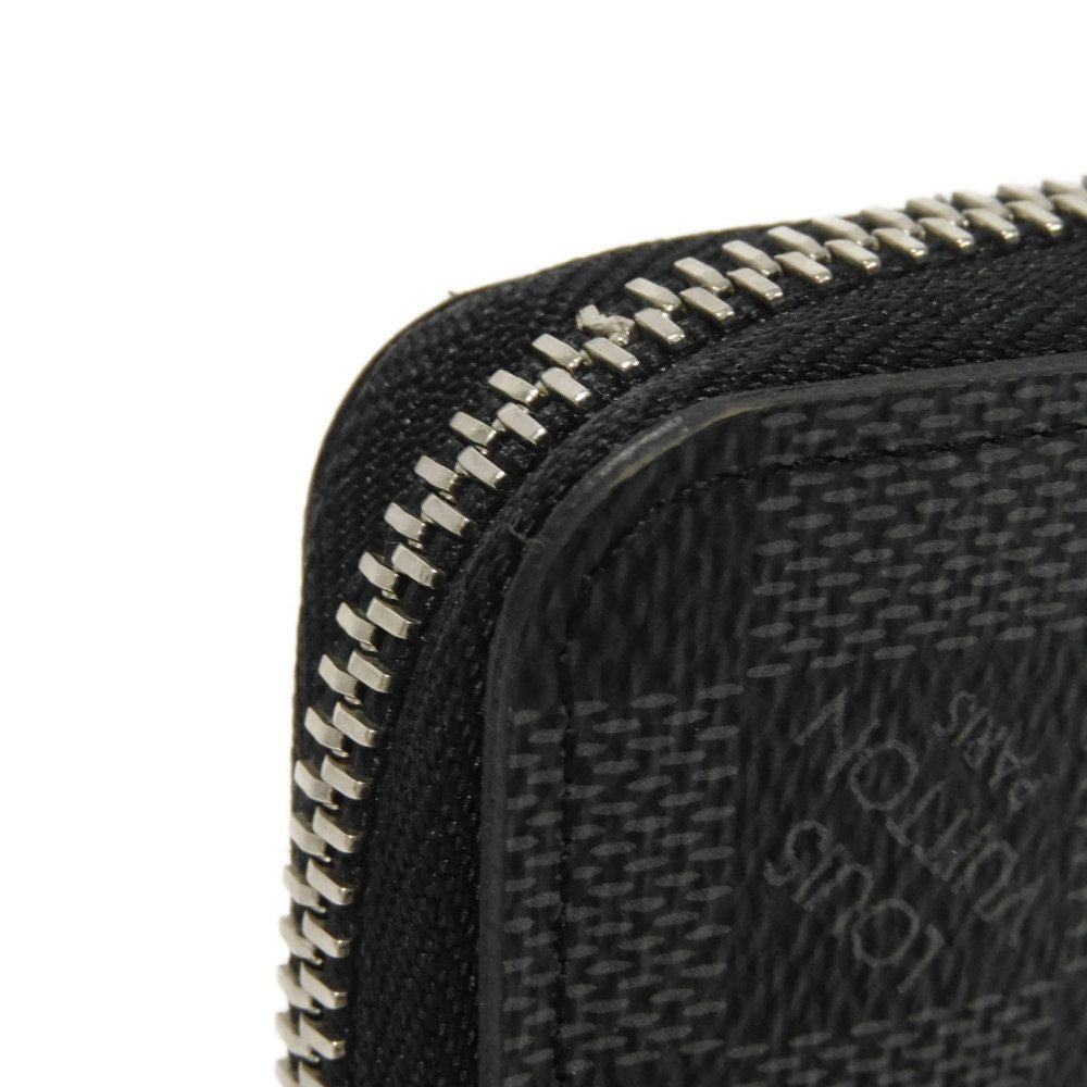 LOUIS VUITTON Long Wallet Purse N63095 Damier Graphite canvas x grained leather Noir New Zip Around RFID Current Damier Graphite Zippy Wallet Vertical mens Used Authentic