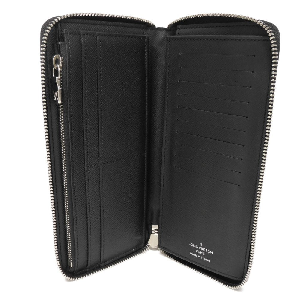 LOUIS VUITTON Long Wallet Purse N63095 Damier Graphite canvas x grained leather Noir New Zip Around RFID Current Damier Graphite Zippy Wallet Vertical mens Used Authentic