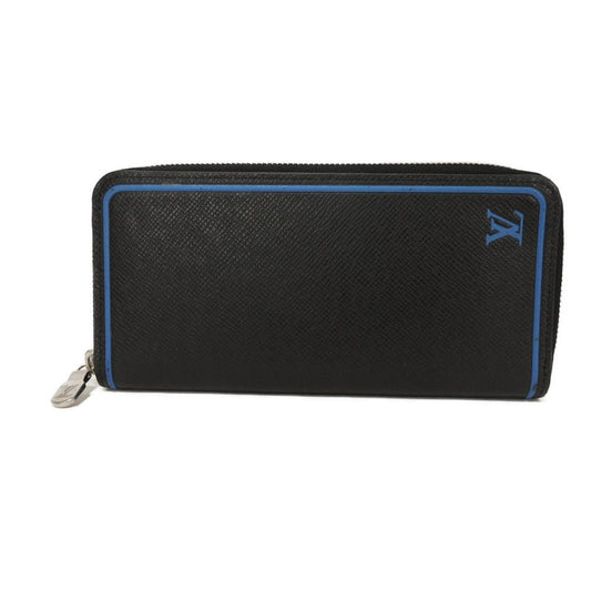 LOUIS VUITTON Long Wallet Purse M30070 Taiga leather (stamped) Noir New Zip Around Black Blue Taiga Zippy Wallet Vertical mens Used Authentic