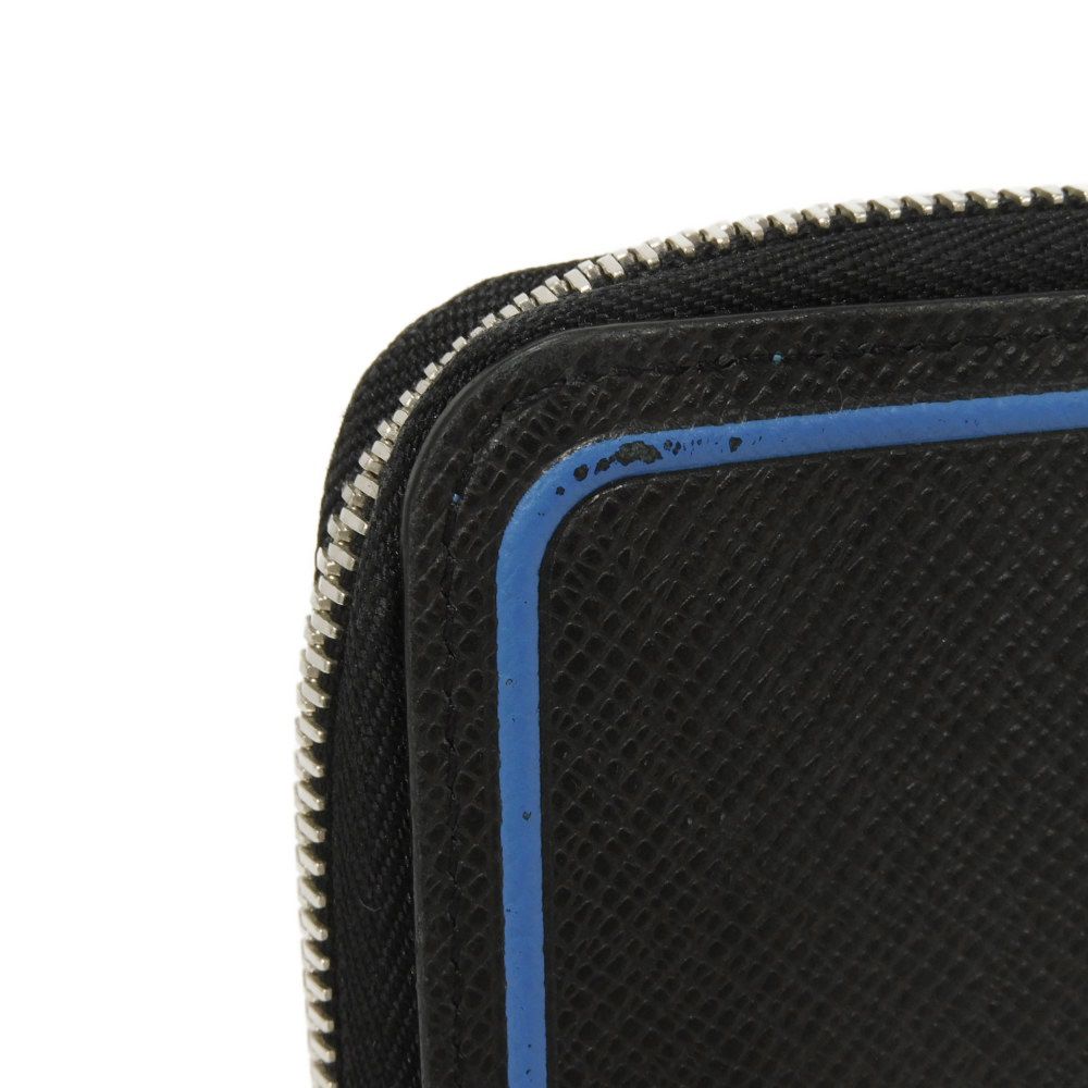 LOUIS VUITTON Long Wallet Purse M30070 Taiga leather (stamped) Noir New Zip Around Black Blue Taiga Zippy Wallet Vertical mens Used Authentic