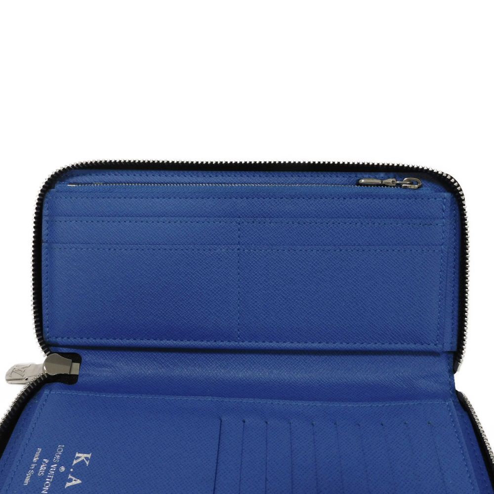 LOUIS VUITTON Long Wallet Purse M30070 Taiga leather (stamped) Noir New Zip Around Black Blue Taiga Zippy Wallet Vertical mens Used Authentic