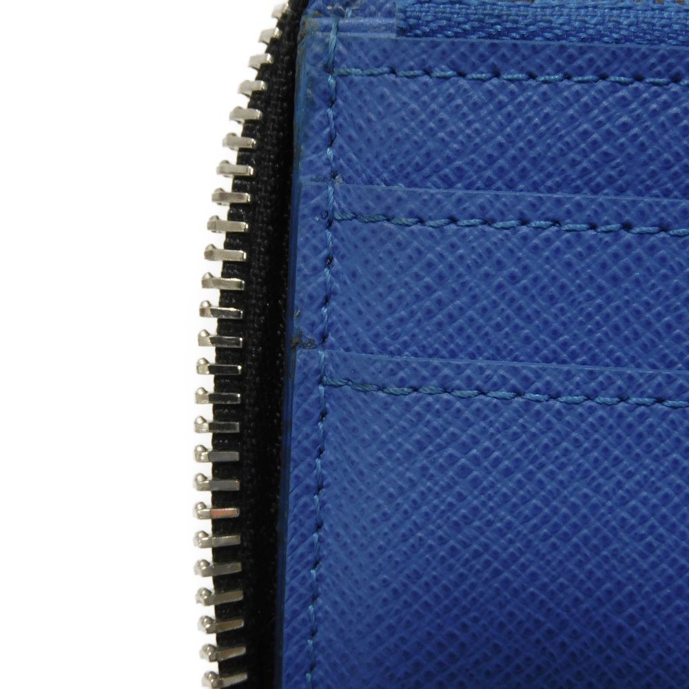 LOUIS VUITTON Long Wallet Purse M30070 Taiga leather (stamped) Noir New Zip Around Black Blue Taiga Zippy Wallet Vertical mens Used Authentic
