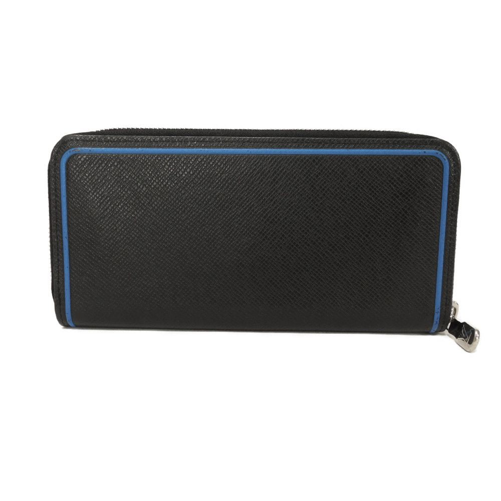 LOUIS VUITTON Long Wallet Purse M30070 Taiga leather (stamped) Noir New Zip Around Black Blue Taiga Zippy Wallet Vertical mens Used Authentic