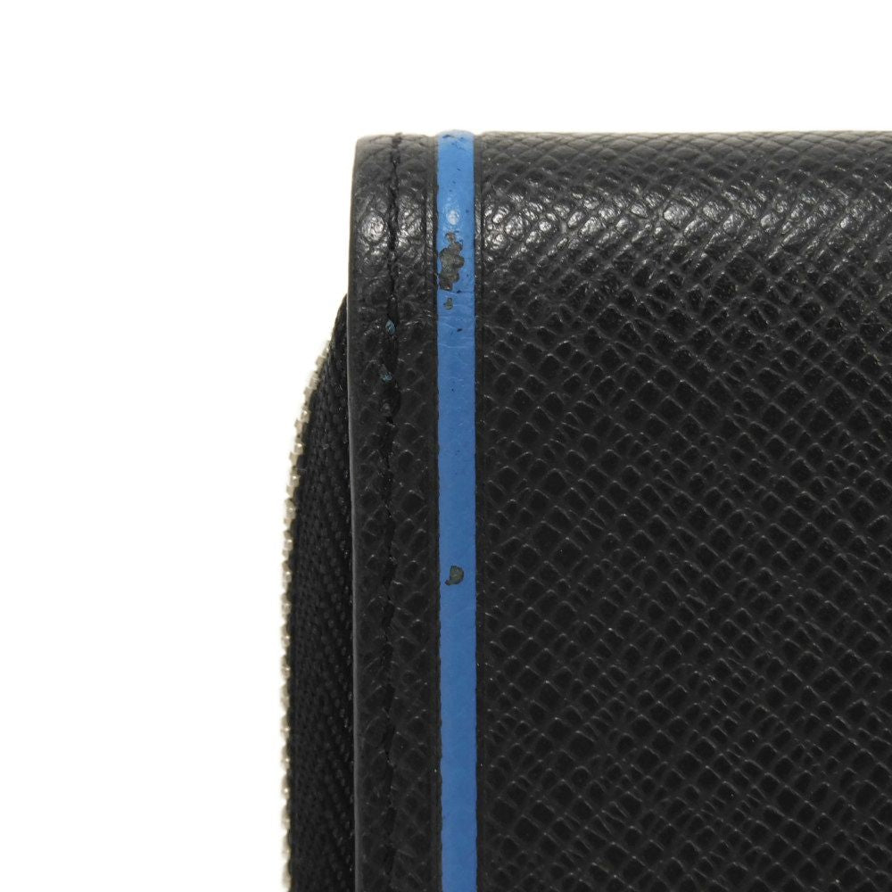 LOUIS VUITTON Long Wallet Purse M30070 Taiga leather (stamped) Noir New Zip Around Black Blue Taiga Zippy Wallet Vertical mens Used Authentic
