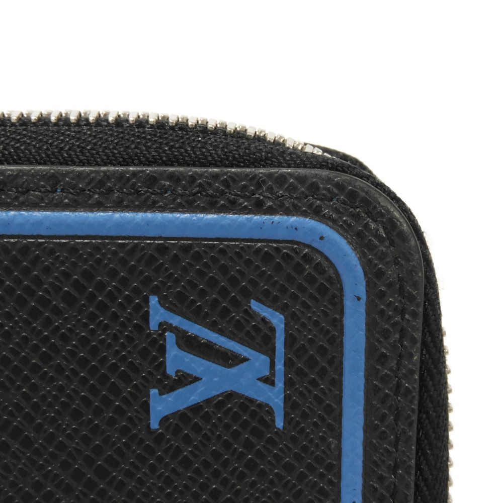 LOUIS VUITTON Long Wallet Purse M30070 Taiga leather (stamped) Noir New Zip Around Black Blue Taiga Zippy Wallet Vertical mens Used Authentic