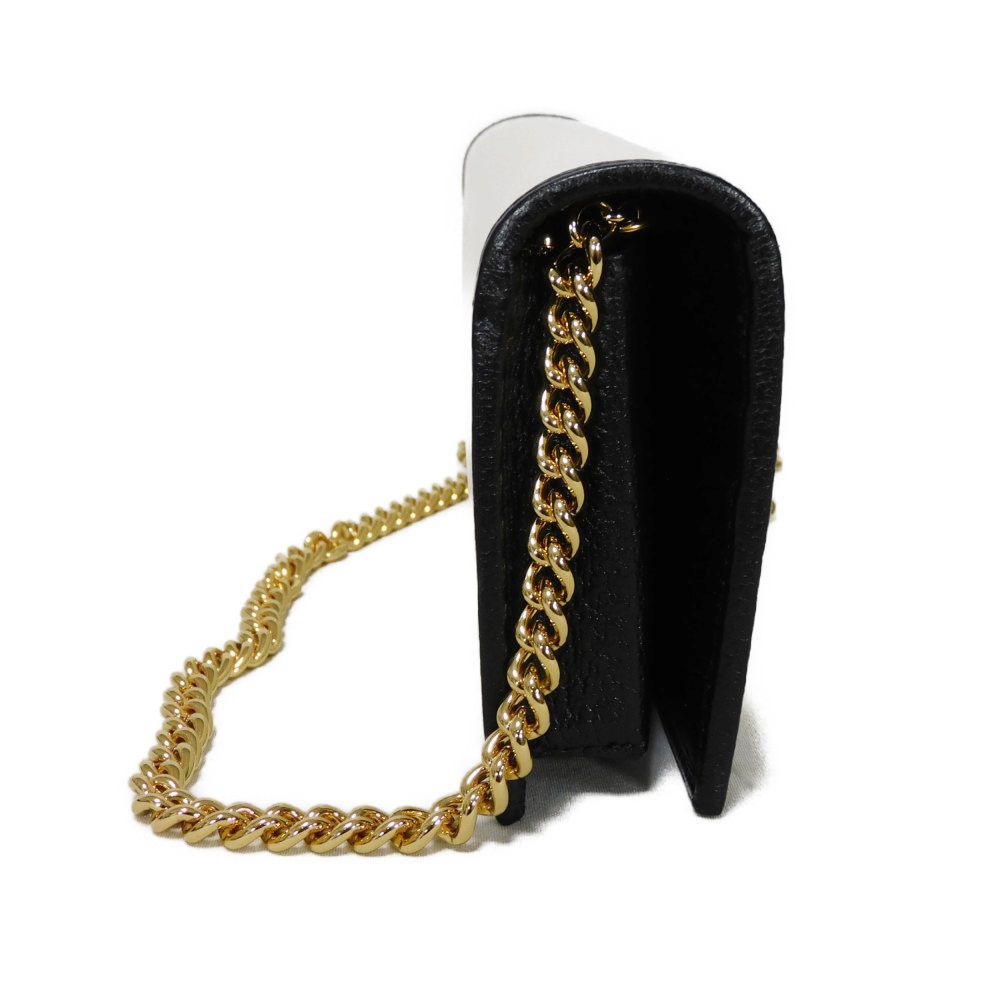 GUCCI Shoulder Bag 621892 UZ3BG 8847 Textured leather white trefoil logo Adidas Chain Wallet
