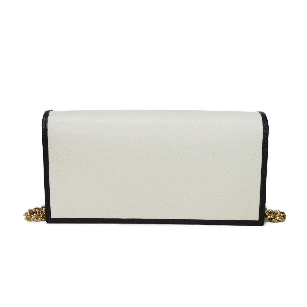 GUCCI Shoulder Bag 621892 UZ3BG 8847 Textured leather white trefoil logo Adidas Chain Wallet