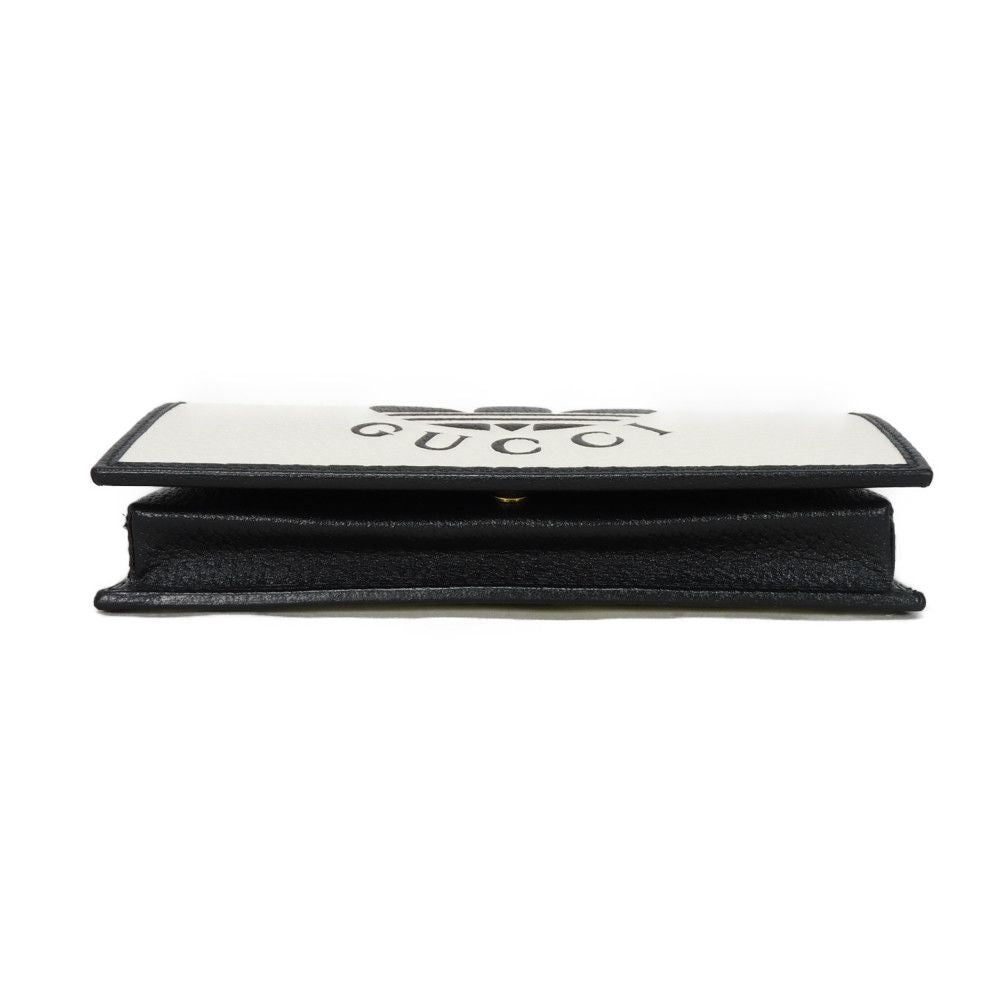 GUCCI Shoulder Bag 621892 UZ3BG 8847 Textured leather white trefoil logo Adidas Chain Wallet
