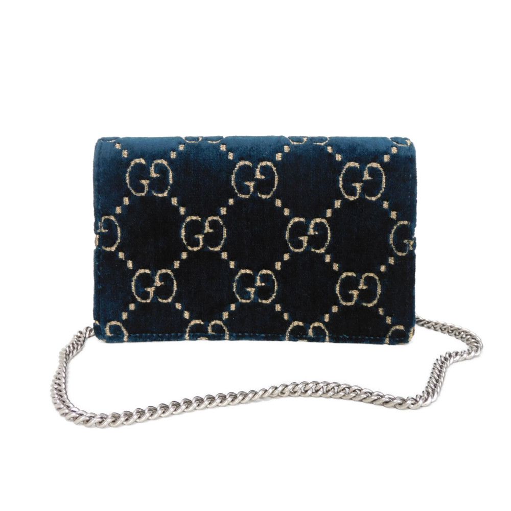 GUCCI Shoulder Bag 476432 9TIBN 4264 Velvet x Patent Leather x Calf Leather blue Tiger Head Crystal Good Condition GG velvet Dionysus Super Mini Bag Women Used Authentic