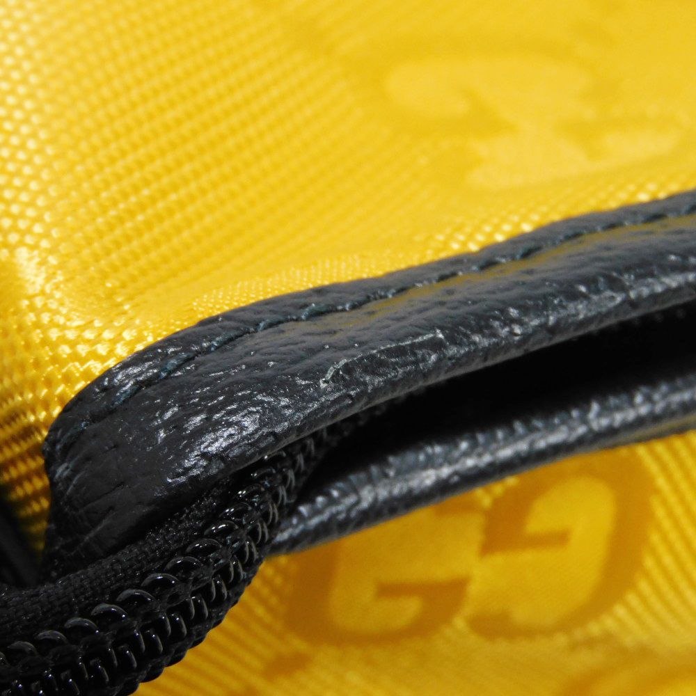 GUCCI Pouch 674797 UKDLN 7673 GG nylon x calf leather (embossed) yellow CLOTHES Black GG nylon Off the Grid Medium Packing Cubes unisex(Unisex) Used Authentic