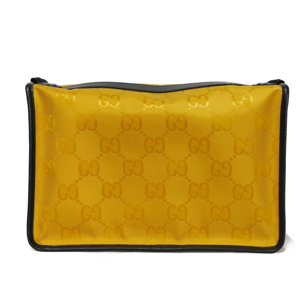 GUCCI Pouch 674797 UKDLN 7673 GG nylon x calf leather (embossed) yellow CLOTHES Black GG nylon Off the Grid Medium Packing Cubes unisex(Unisex) Used Authentic