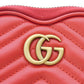 GUCCI Coin case 699517 DTDHT 6433 Calf leather Red Current Chevron Keyring, in good condition GG Marmont Double G heart-shaped coin purse Women Used Authentic