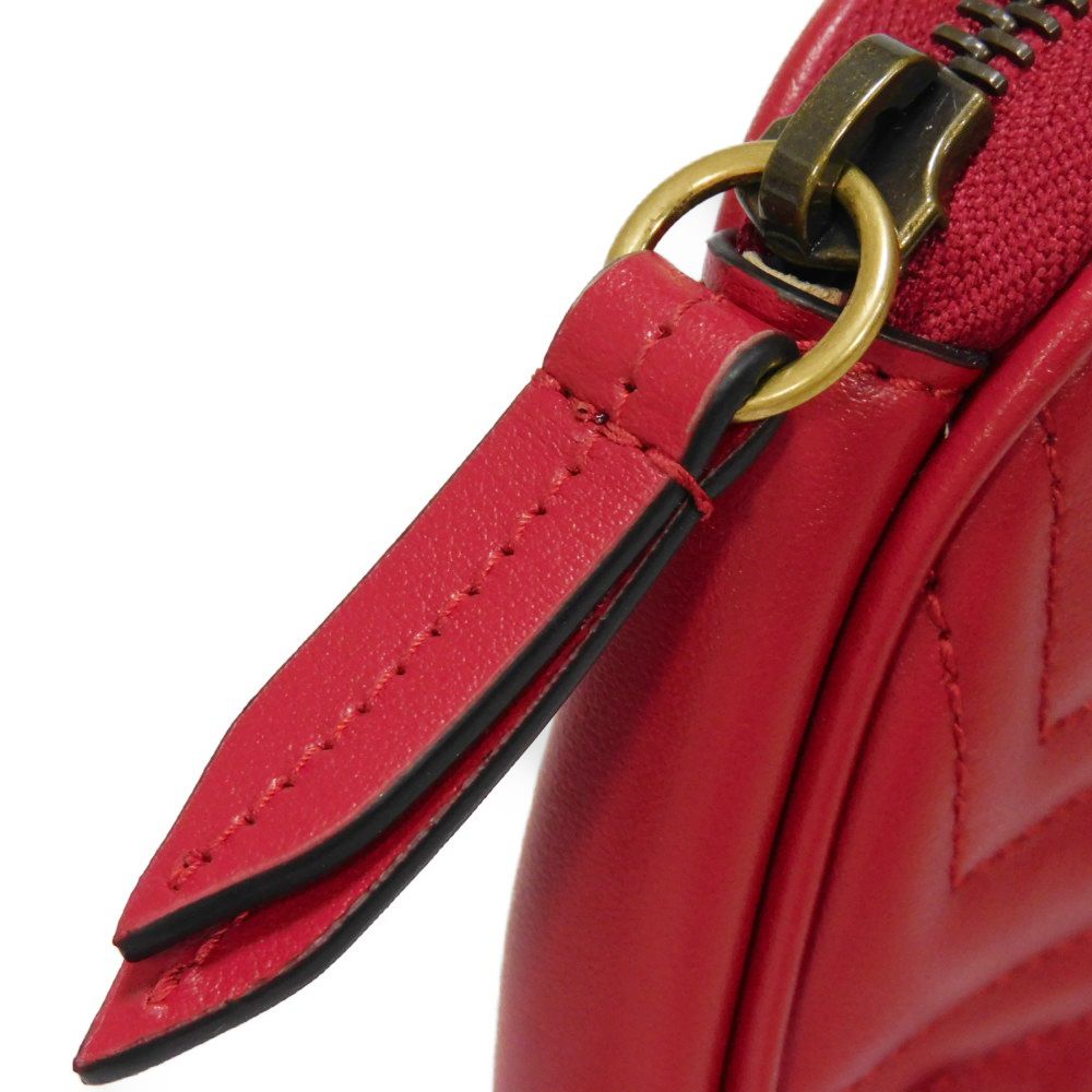 GUCCI Coin case 699517 DTDHT 6433 Calf leather Red Current Chevron Keyring, in good condition GG Marmont Double G heart-shaped coin purse Women Used Authentic