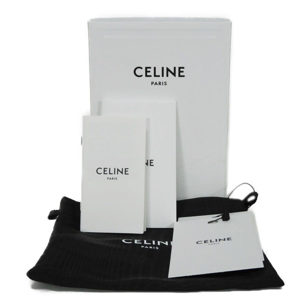 CELINE Coin case 10F993FQD.38SI Calfskin black Current Card Case unused New logo Triomphe embossed zip card holder mens Used Authentic