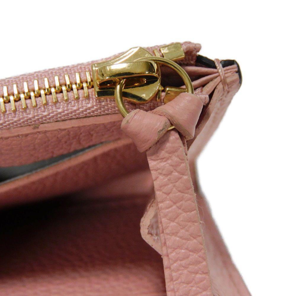 LOUIS VUITTON Bifold Wallet M81520 Implant leather (monogram embossed) Rose poodle New Pastel Pink RFID IC Chip Monogram Unplant Portomone Rosary Women Used Authentic