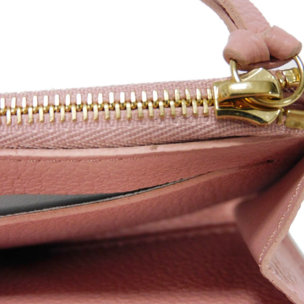 LOUIS VUITTON Bifold Wallet M81520 Implant leather (monogram embossed) Rose poodle New Pastel Pink RFID IC Chip Monogram Unplant Portomone Rosary Women Used Authentic