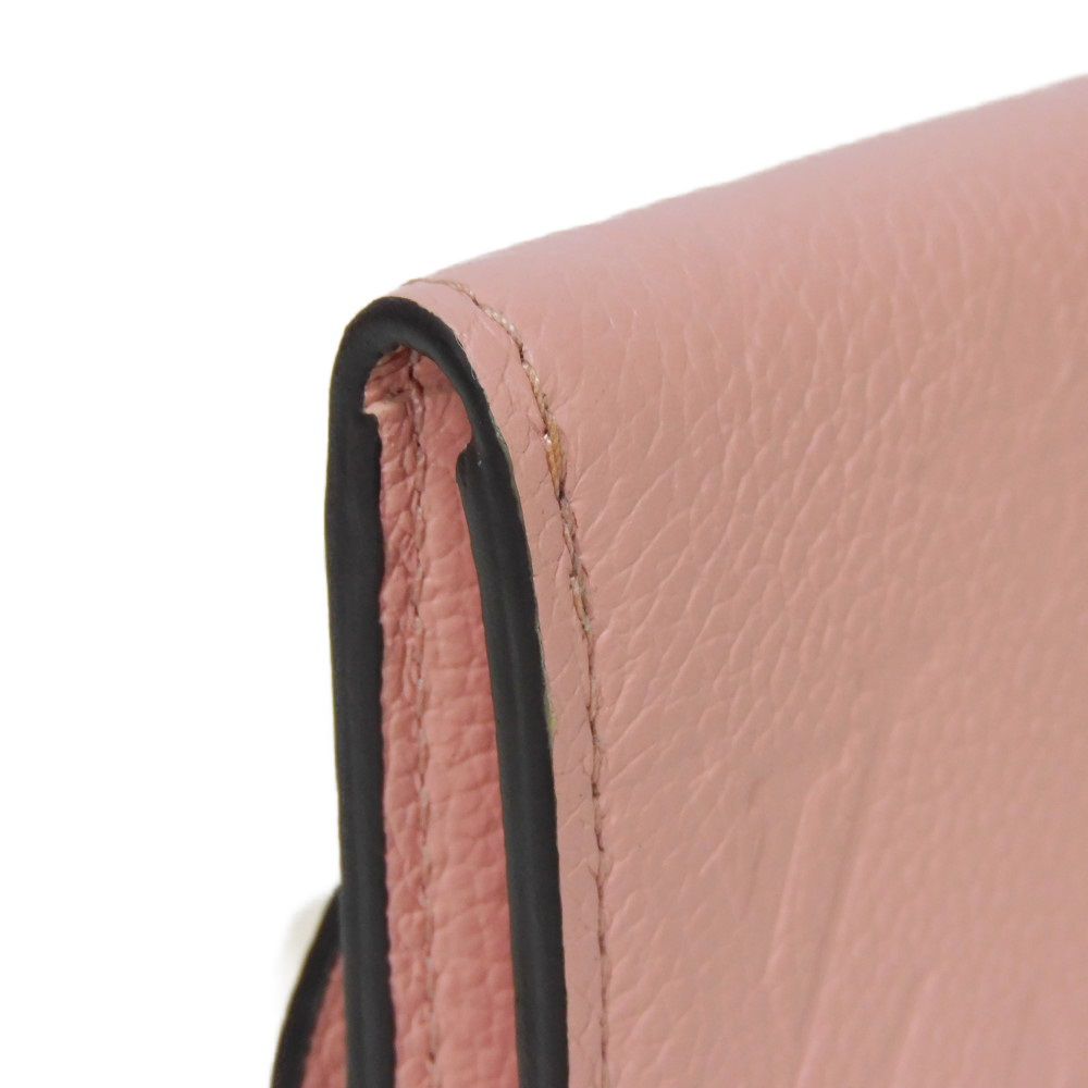 LOUIS VUITTON Bifold Wallet M81520 Implant leather (monogram embossed) Rose poodle New Pastel Pink RFID IC Chip Monogram Unplant Portomone Rosary Women Used Authentic