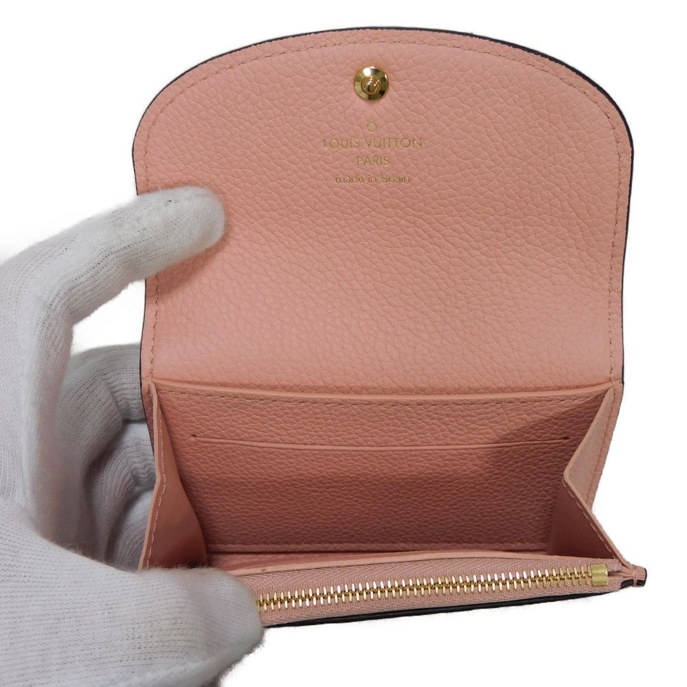 LOUIS VUITTON Bifold Wallet M81520 Implant leather (monogram embossed) Rose poodle New Pastel Pink RFID IC Chip Monogram Unplant Portomone Rosary Women Used Authentic