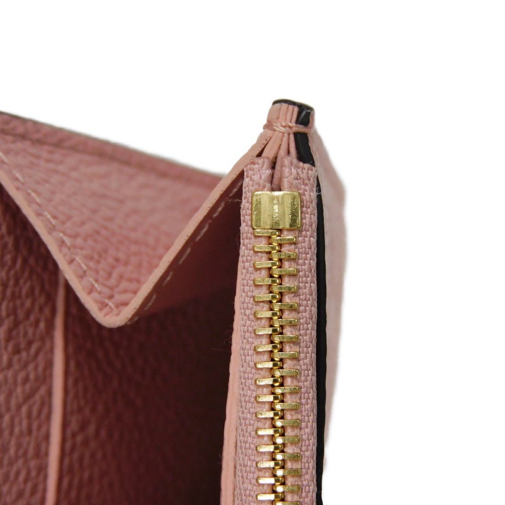 LOUIS VUITTON Bifold Wallet M81520 Implant leather (monogram embossed) Rose poodle New Pastel Pink RFID IC Chip Monogram Unplant Portomone Rosary Women Used Authentic