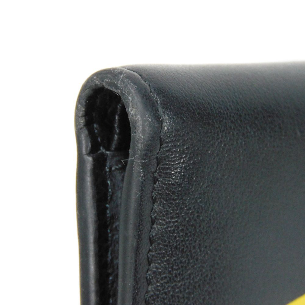 FENDI Bifold Wallet 7M0169 AC9I F0X93 leather black Eye Motif Multicolor logo Bag Bugs Bifold Wallet mens Used Authentic