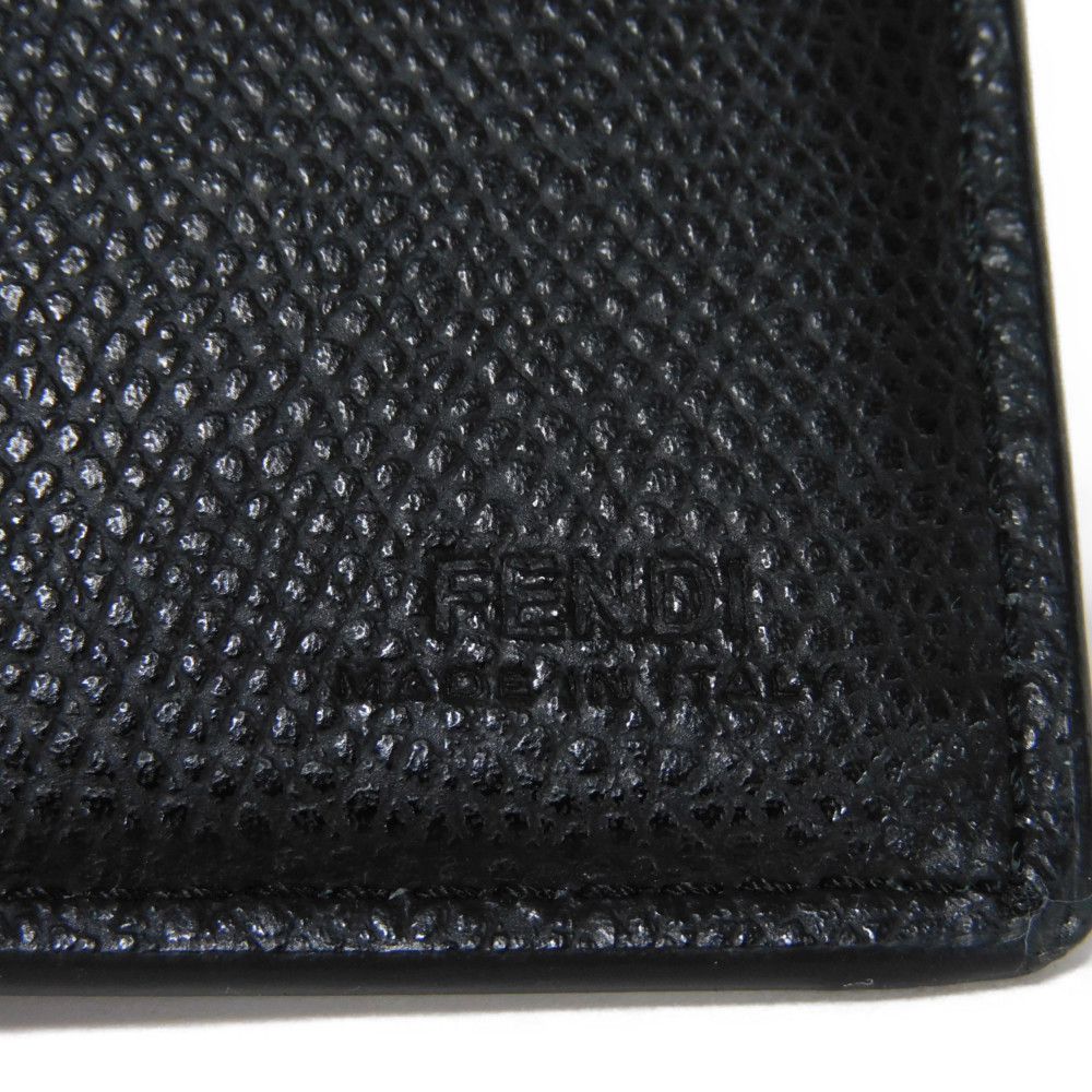 FENDI Bifold Wallet 7M0169 AC9I F0X93 leather black Eye Motif Multicolor logo Bag Bugs Bifold Wallet mens Used Authentic