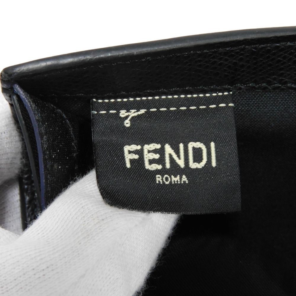 FENDI Bifold Wallet 7M0169 AC9I F0X93 leather black Eye Motif Multicolor logo Bag Bugs Bifold Wallet mens Used Authentic
