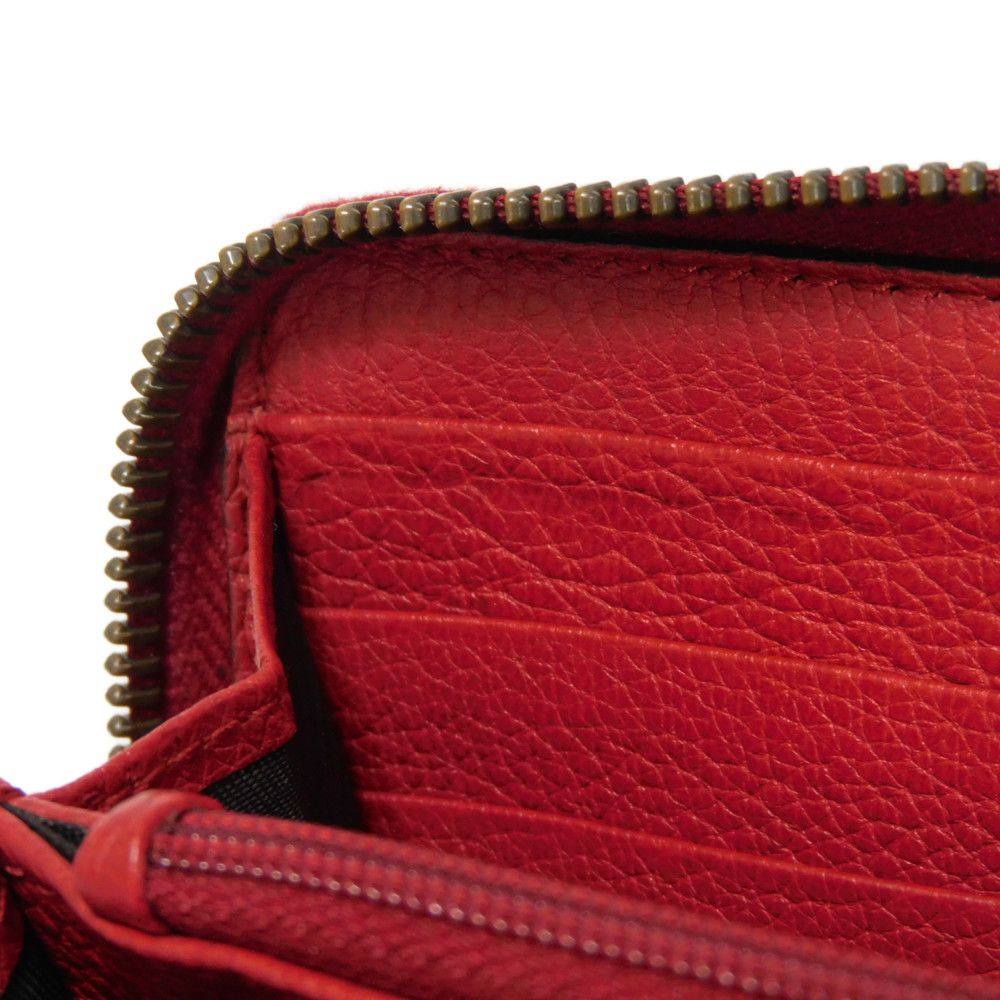 GUCCI Long Wallet Purse 496317 0GDAT 6461 Texture leather (embossed) Red x yellow x green x black Web Sherry Red Zip Around Vintage logo print Zip around wallet unisex(Unisex) Used Authentic