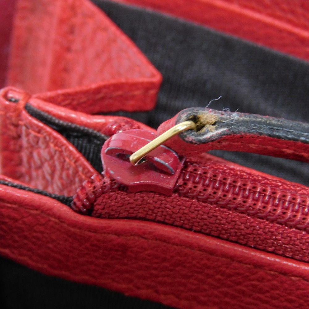 GUCCI Long Wallet Purse 496317 0GDAT 6461 Texture leather (embossed) Red x yellow x green x black Web Sherry Red Zip Around Vintage logo print Zip around wallet unisex(Unisex) Used Authentic