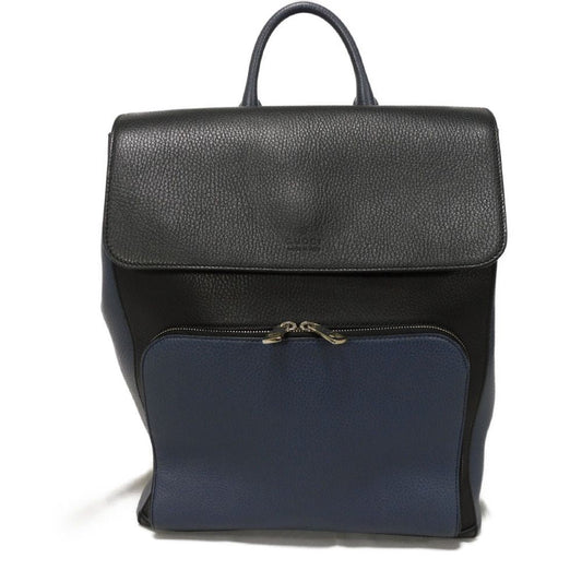 GUCCI Backpack 406364 Calf leather (embossed) Navy logo embossed daypack