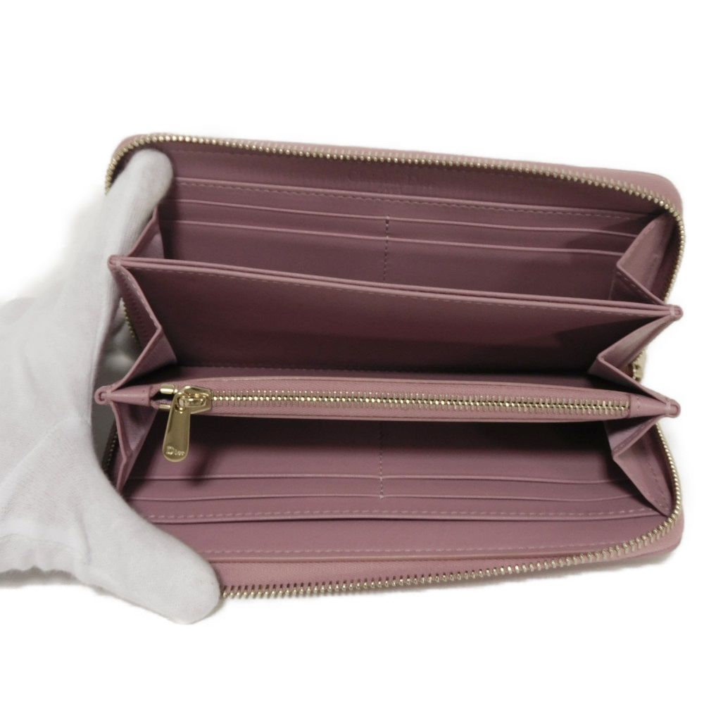 Dior Long Wallet Purse S0007ONMJ_M64P Lambskin (canage embossing) lavender Canage Lady Dior Voyageur Wallet