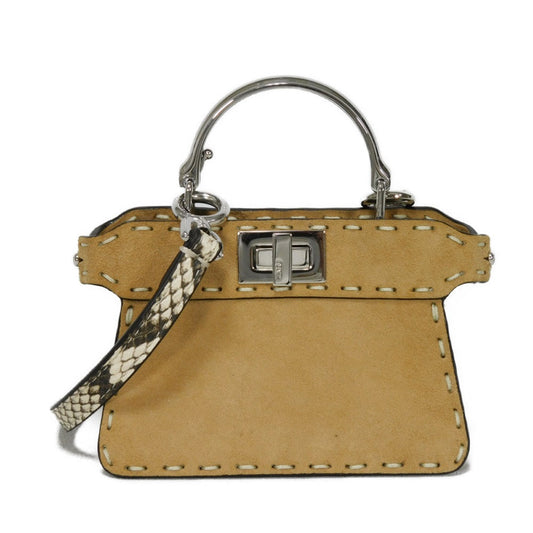 FENDI Handbag 7AS106 suede Brown Snake 2WAY Shoulder Bag in good condition Celeria Peekaboo i see you micro unisex(Unisex) Used Authentic