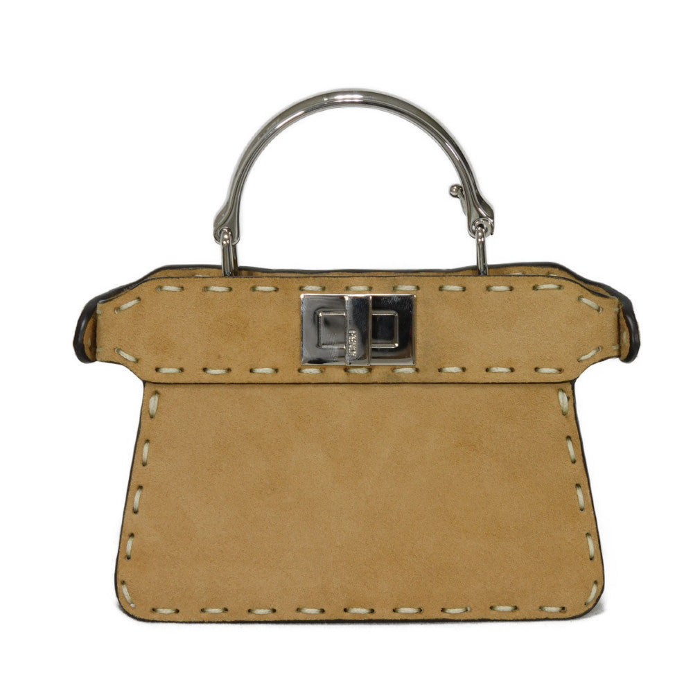 FENDI Handbag 7AS106 suede Brown Snake 2WAY Shoulder Bag in good condition Celeria Peekaboo i see you micro unisex(Unisex) Used Authentic