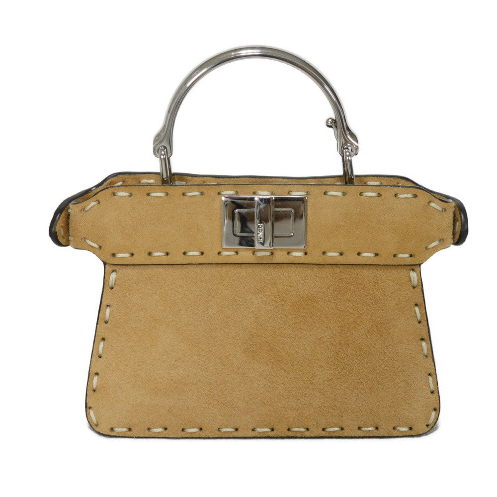 FENDI Handbag 7AS106 suede Brown Snake 2WAY Shoulder Bag in good condition Celeria Peekaboo Micro I See You unisex(Unisex) Used Authentic