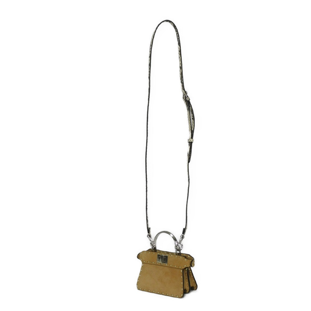 FENDI Handbag 7AS106 suede Brown Snake 2WAY Shoulder Bag in good condition Celeria Peekaboo Micro I See You unisex(Unisex) Used Authentic