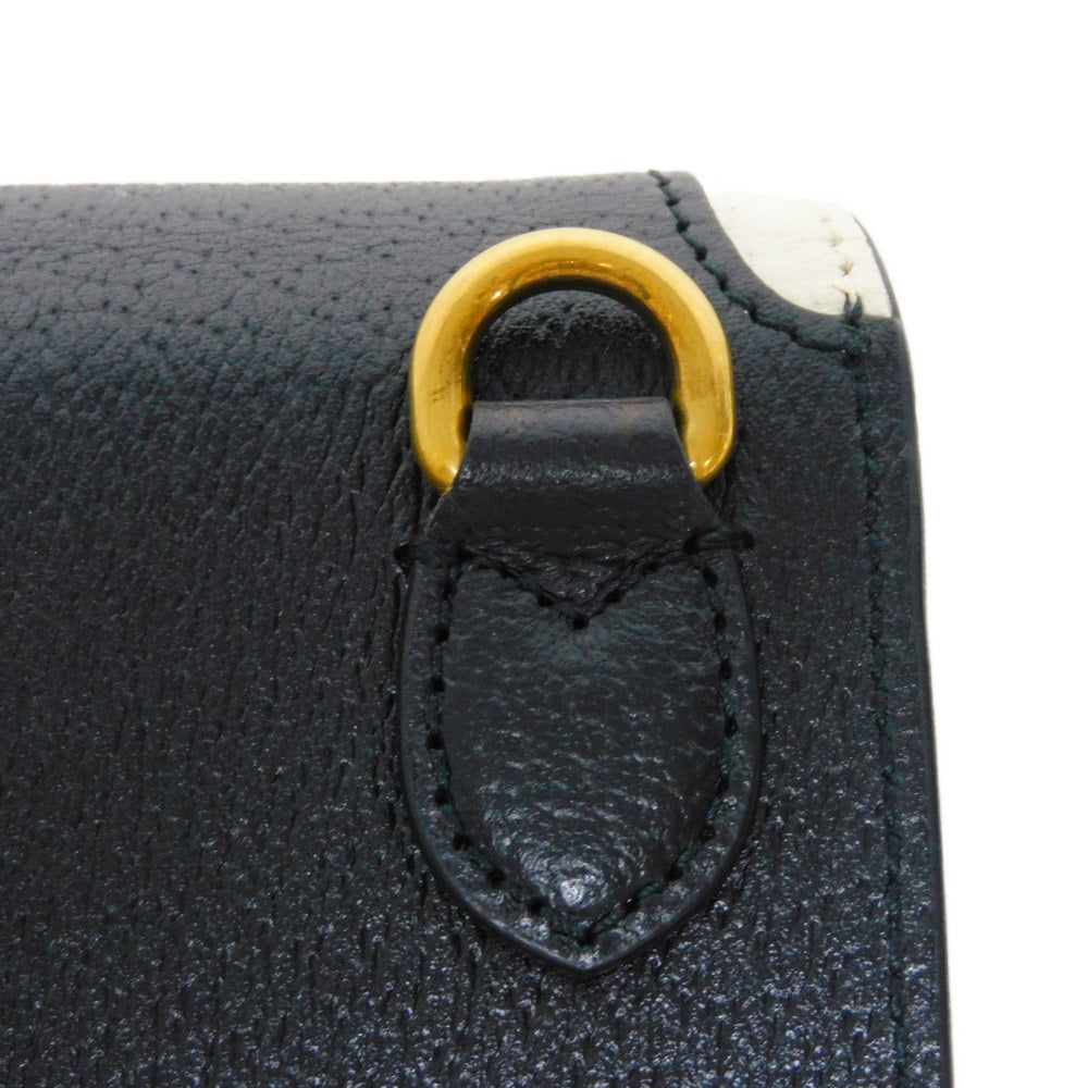GUCCI Shoulder Bag 721794 AAA8K 8495 Textured leather black Trefoil logo white in good condition Interlocking G Adidas Phone Holder mens Used Authentic
