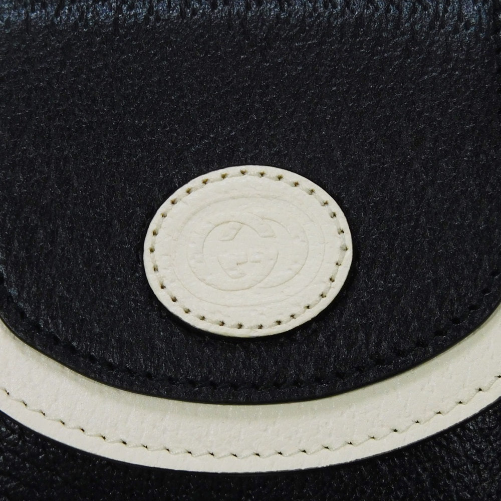 GUCCI Shoulder Bag 721794 AAA8K 8495 Textured leather black Trefoil logo white in good condition Interlocking G Adidas Phone Holder mens Used Authentic