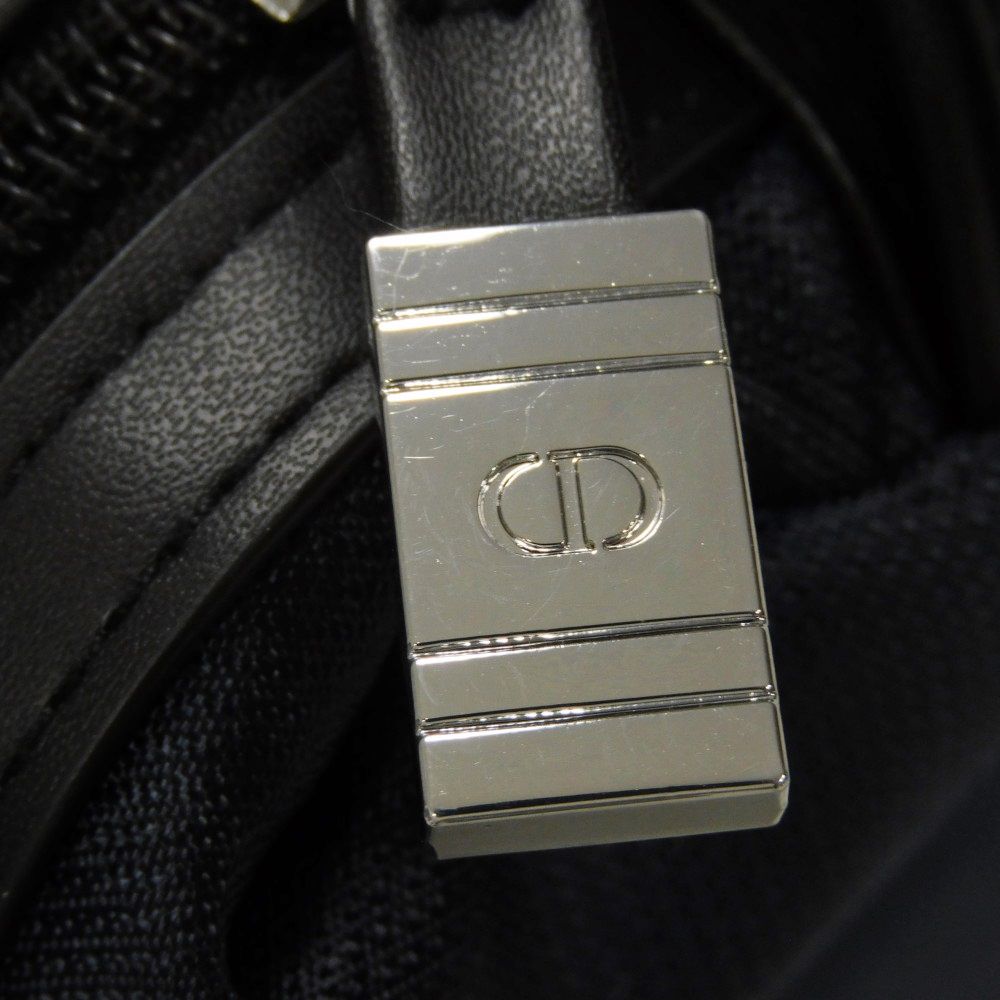 Dior business bag Nylon Navy novelty logo embossed double zip pouch