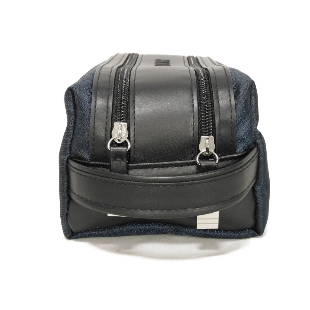 Dior business bag Nylon Navy novelty logo embossed double zip pouch