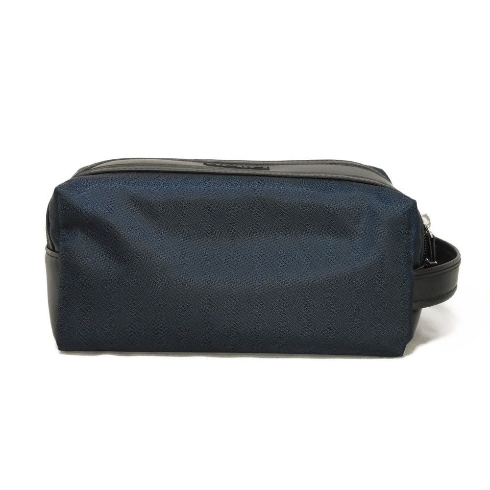 Dior business bag Nylon Navy novelty logo embossed double zip pouch