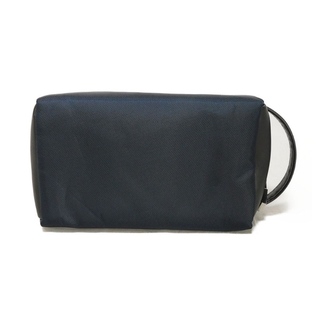 Dior business bag Nylon Navy novelty logo embossed double zip pouch