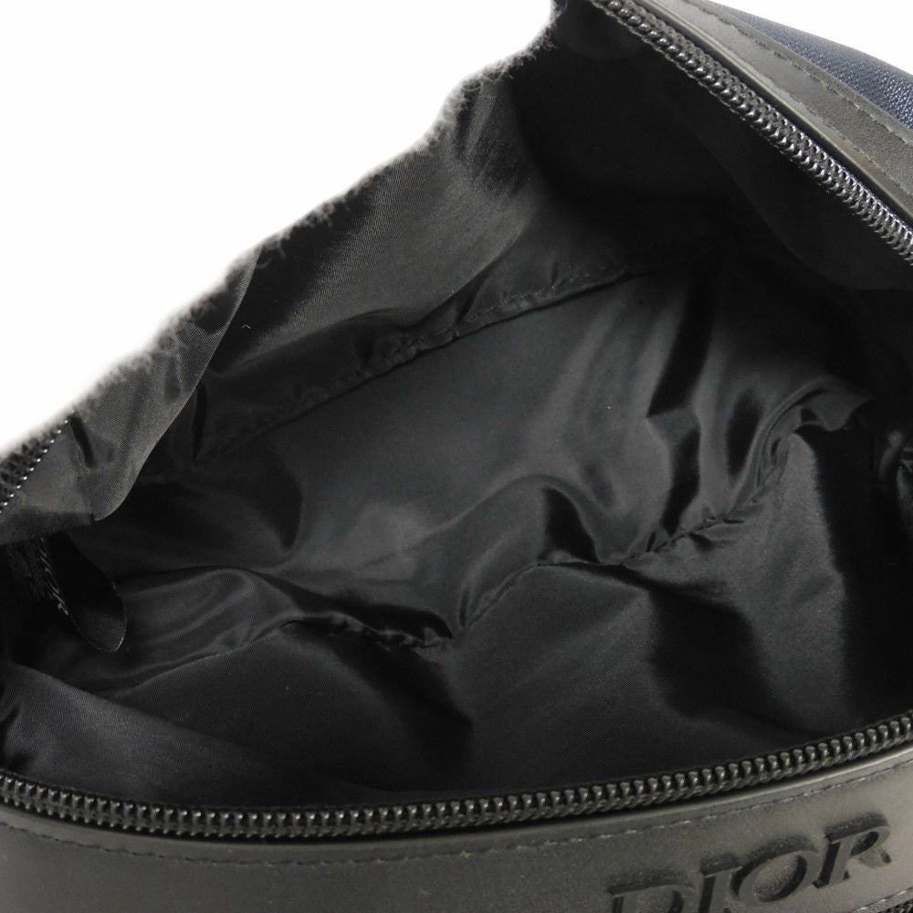 Dior business bag Nylon Navy novelty logo embossed double zip pouch