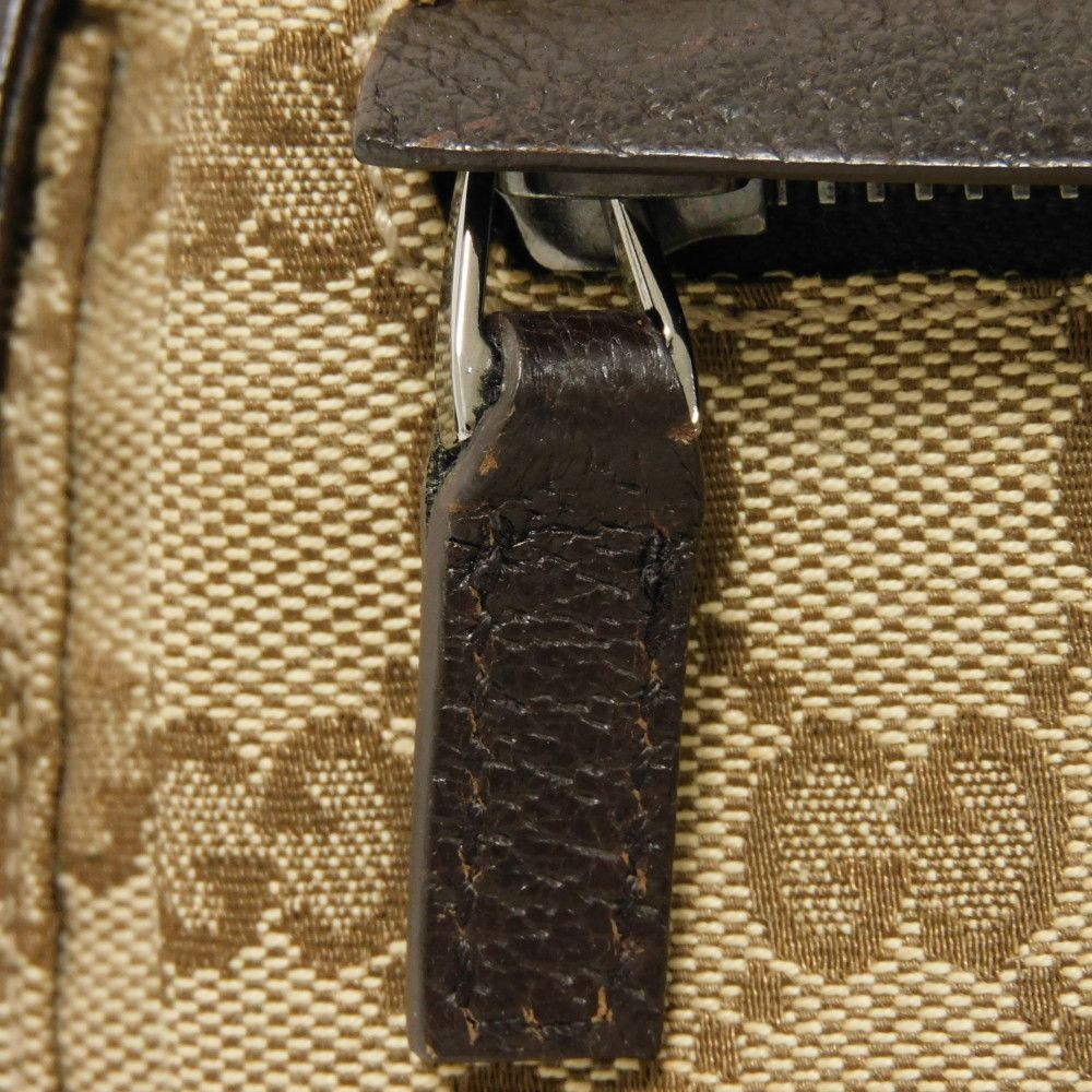 GUCCI Sling bag 28566 GG nylon canvas x calf leather beige Logo embossing GG canvas waist bag